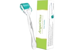 Angel Kiss Derma Roller 1,0 mm Véritable Aiguille - 192 Microneedling en Acier Inoxydable Microneedle Roller pour Visage Corps Soins de la Peau Barbe Croissance des Cheveux