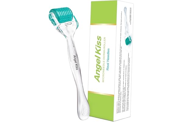 Angel Kiss Derma Roller 0,5 mm Aiguille Réelle - 192 Aiguilles Individuelles en Acier Inoxydable - Rouleau de Microneedling pour Visage, Corps, Barbe, Cuir Chevelu et Soins de la Peau