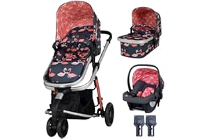 Cosatto CT5209 Sistema di viaggio 3 in 1, nascita fino a 18 kg, carrozzina, passeggino, culla e tenere 0+ seggiolino auto, leggero, compatto e facile da piegare include parapioggia (fenicottero)