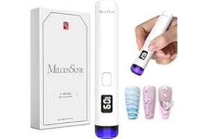 Melodysusie Handheld UV Light for Gel Nails, ART01R Cordless Gel X Nail Lamp Rechargeable with LCD Display, Eye-Protective Cover Flash Cure Nail Dryer for Rhinestone Glue Decoration DIY at Home