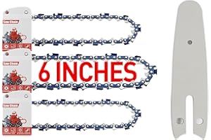 FuGuiB 6 Pulgadas Cadena Motosierra Paquete De 3 Y 1 Barra De Motosierra,1/4"LP 1,1 mm 36 Eslabones 15 cm Cadenas Para Motosierras,Minicadenas De Repuesto De