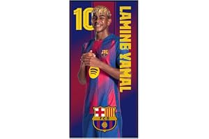 Barcelona FC strandhanddukar, mikrofiber, lamineringsdesign Yamal, Pedri och sköld 70 x 140 cm 9 mönster att välja mellan (Lamine 915059)