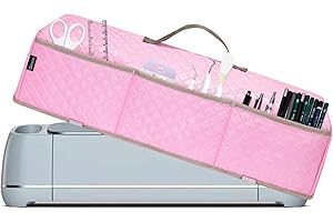 Ginsco Dust Cover for Cricut Maker 3, Cricut Maker, Cricut Explore 3 Machine, Cricut Explore Air 2, Cricut Maker Cover with 3 Front Pockets for Cricut Accessories and Supplies Tools Pens Pink