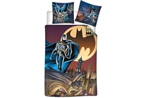 AYMAX Komplet pościeli Batman, dla 1 osoby, poszwa na kołdrę 140 x 200 cm + poszewka na poduszkę 65 x 65 cm, bawełna poliestrowa