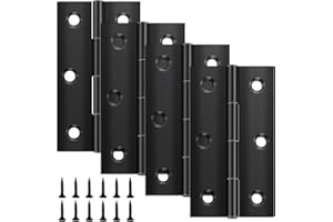 Yeepeo 4 zawiasy składane, 68 mm × 38 mm, czarne, stal nierdzewna, zawiasy fortepianowe, zawiasy do drzwi, okien, szaf, z 24 śrubami