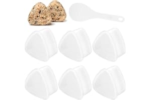 BIEMIAN 6 STK Dreieckige Onigiri Formen Set, Onigiri Maker, Reis Onigiri Form Presse Sushi Form, Reisbällchen Former, Dreieckige Sushi Onigiri Formpresse Pressform, 3 große und 3 kleine, mit 1 Reislöffel
