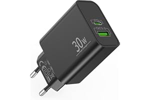 ARCCRA 30W 2-Porty USB-C i USB-A Ładowarka do Samsung Galaxy S25 S24 S23 S22 S21 Ultra FE 5G A55 A54 A53, iPhone 16 15 14 13 12 Pro Max, iPad, Google Pixel 9 8 7, USBC Szybka ładowarka PD+QC zasilania