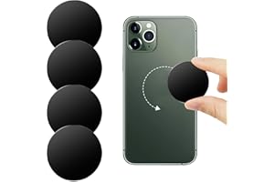 HDXH 4 PCS Thin Metal Plates Replacement Mount Plate Kits with Strong Adhesive,Metal Plates for Mobile Magnetic,Phone Car Holder Compatible with Magnetic Car Mount etc(Black)