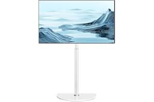 RFIVER Stojak na telewizor stojący do 32-65 cali, płaski zakrzywiony telewizor LED OLED LCD do 45 kg, ± 25 stopni obrotu, regulowana wysokość, Max VESA 400x400 Biały