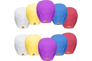 NAKUL Sky Chinese Lanterns 10Pcs Sky Lanterns to Release in Memory Love Color Large Memorial Paper Lanterns Birthday Wedding Funeral Christmas to Make Wishes(Color-10pcs)
