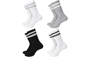 HAGOT 4 PCS/ 9PCS Niños Unisexo Calcetines de Deporte Algodón, Calcetines Deportivos de Tenis para Niños, Elásticos a Rayas Calcetines Deporte Running Multicolor