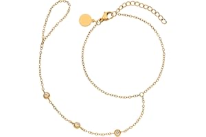 Purelei® Infinity Handkette – filigranes Design mit drei funkelnden Zirkoniasteinchen, wasserfest & verstellbar – Edelstahl, 14K vergoldet, 18K rosévergoldet oder silberfarben