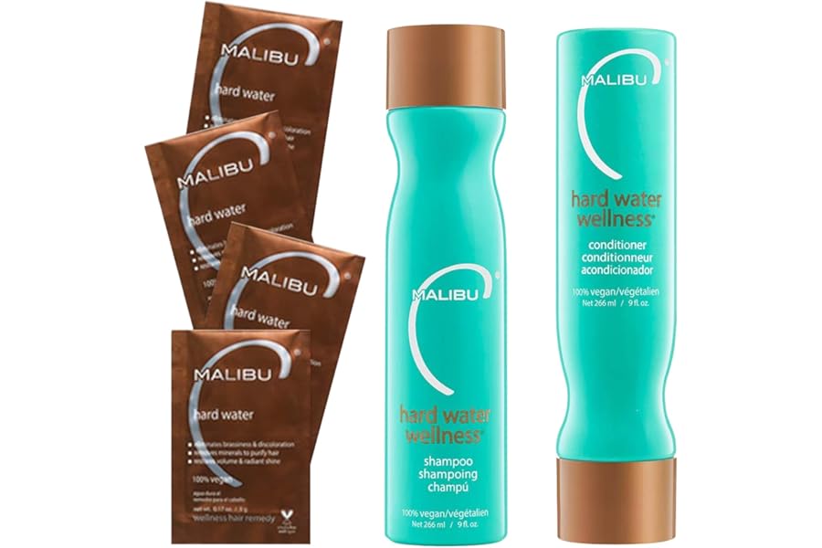 Malibu Hard Water Wellness Treatment Kit, 9 Oz Shampoo, 9 Oz Conditioner And 0.17 Hard Water Treatment