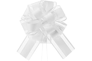 Lilbitty Lot de 5 nœuds pour cadeau - Grand nœud - Grand nœud - Pour décoration de voiture, mariage, fête - Blanc