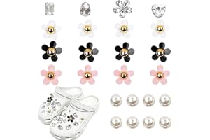 Dszemie 24 PCS Shoe Charms Cute Flower Shoe Decorative, Sandals Decorations Shining Shoe Decoration Charms DIY Decorative Shoe Charms Gifts, for Women Girls Birthday Christmas Party Gifts
