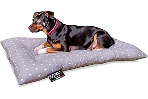 BELIAMO - ITALIAN HOME LIVING BELIAMO Cuccia Cane Interno Taglia Grande XL 80x110 cm, Morbido Cuscino per Cani e Gatti Facilmente Lavabile, Lettino per Cani Reversibile (Beige e Grigio Cuori) Made in Italy – PIPPO
