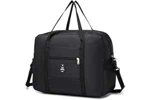 BKAZV Borsa da Viaggio Bagaglio a Mano easyJet 45x36x20 Pieghevole Nylon Impermeabile Borsone da Viaggio a Spalla Borsa per Weekend Borsone Palestra Borsa per Trolley [Nero*1]