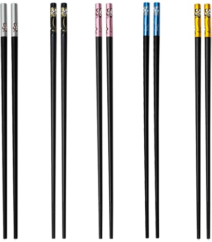 5 Pairs Stainless Steel Chopsticks Dishwasher Safe Light Non-slip Chop Sticks
