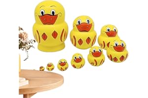 Lambo 10 Poupées Empilables en Bois Russe, Poupée Matriochka, Poupées Empilables Russes De Canard Jaune, Jouets Amusants pour Enfant Poupée Matriochka Poupées Empilables Russes