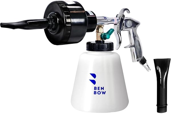 BenBow Pistolet mousseur pneumatique Black - pour Un pré-Nettoyage Efficace des Voitures, Bateaux et Motos - Canon à Mousse Pratique - idéal pour Les préparateurs de véhicules