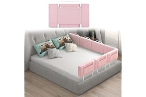 MGCHOWUE Barrera de Cama Niños Anticaída, Barandilla de Seguridad Infantil para Camas de Niños y adultos, con Cremallera Extraíble y Lavable, Ajustables en Altura, 50 60 100 150 180 200cm, Verde Gris Rosa