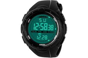 BHGWR para la práctica de Deportes Reloj Digital - 5 Bares Impermeable Militar de los Relojes Digitales con Alarma/Sig, Negro Grande Cara al Aire Libre Deporte LED Reloj de Pulsera para Hombres