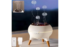 ‎HOLWIM Holwim Jellyfish Aroma Diffuser, Duftöl Diffusor für Ätherische Öle 250ml Luftbefeuchter, Musik Synchronisations Jelly Fish mit 7-Farben-Licht, Fernbedienung und Timer für das Home Office (weiß)