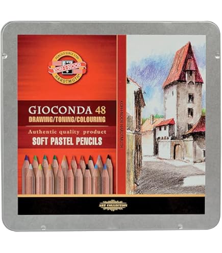KOH-I-NOOR TOISON D'OR 8516 Soft Pastel Crayons for Artists in Cardboard Case (Pack of 48