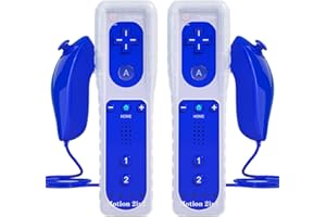 TechKen Controller für Wii mit Motion Plus und Wii Nunchuck Controller Wii Fernbedienung Nunchuk Kontroller Wii Vernbedinung Remote Plus Controller Ersatz für Wii/WiiU (Dark Blue)