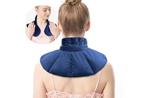 Aroma Season Microwave Heat Pad for Neck and Shoulders, Microwavable Heat Pad, Heated Neck Warmer with Flax Seeds, Heat Therapy, Gifts for Family, Friends (Blue)