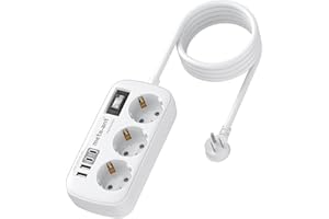 META-ANT USA Adapter Steckdose, 7 in 1 Adapter USA Deutschland Stecker USB C(3.4A), 3 Fach Steckdose mit 1,5M Kabel Reiseadapter USA, 1250W US to EU Adapter Kanada Typ B Reisesteckerfür Amerika/Mexiko