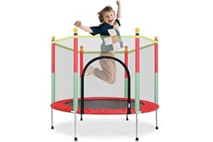 Ccarzzi Trampoline 4.6FT/140CM Toddler Trampoline Round with Safety Enclosure Net, Indoor & Outdoor Playset for Boys & Girls Aged 1-8