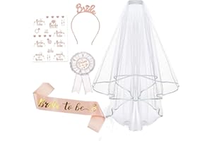 Lecone Addio al Celibato e Nubilato Gaget 5 Pezzi Bride to be Gadget Sposa di Essere Satin Sash Giarrettiera Sposa Cerchietto Tiara e Velo Sposa Matrimonio