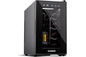 KLARSTEIN Vinoteca para Vinos de 21L Nevera Vino Zona Doble, Botellas Vino, Proseco y Cervezas, Vinoteca Pequeña Puerta Cristal para Interior y Exterior, Nevera para Vinos Capacidad 8 Botellas