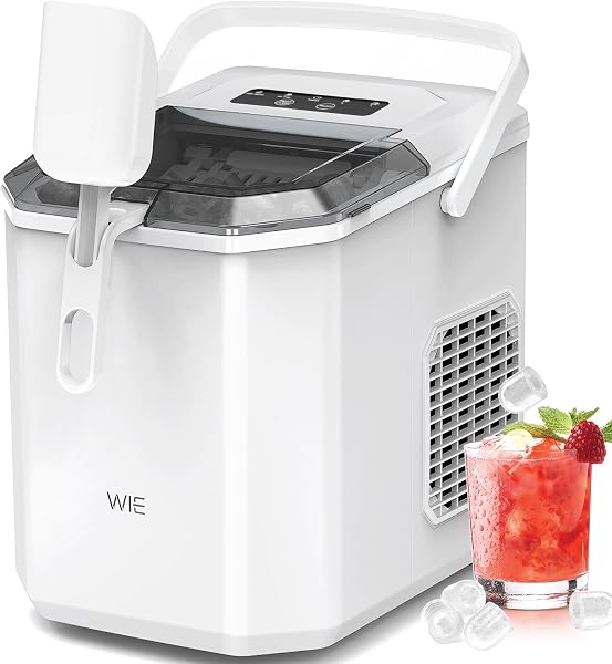 WIE Eiswürfelmaschine 12KG Eiswürfelbereiter Ice Maker, 9 Würfel in 6 Minuten fertig, Eiswürfelmaschine Klein mit Tragbarem Griff, Selbstreinigendes Eiswürfelmaschinen - 1