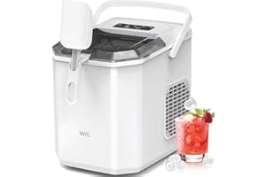 WIE Eiswürfelmaschine 12KG Eiswürfelbereiter Ice Maker, 9 Würfel in 6 Minuten fertig, Eiswürfelmaschine Klein mit Tragbarem Griff, Selbstreinigendes Eiswürfelmaschinen