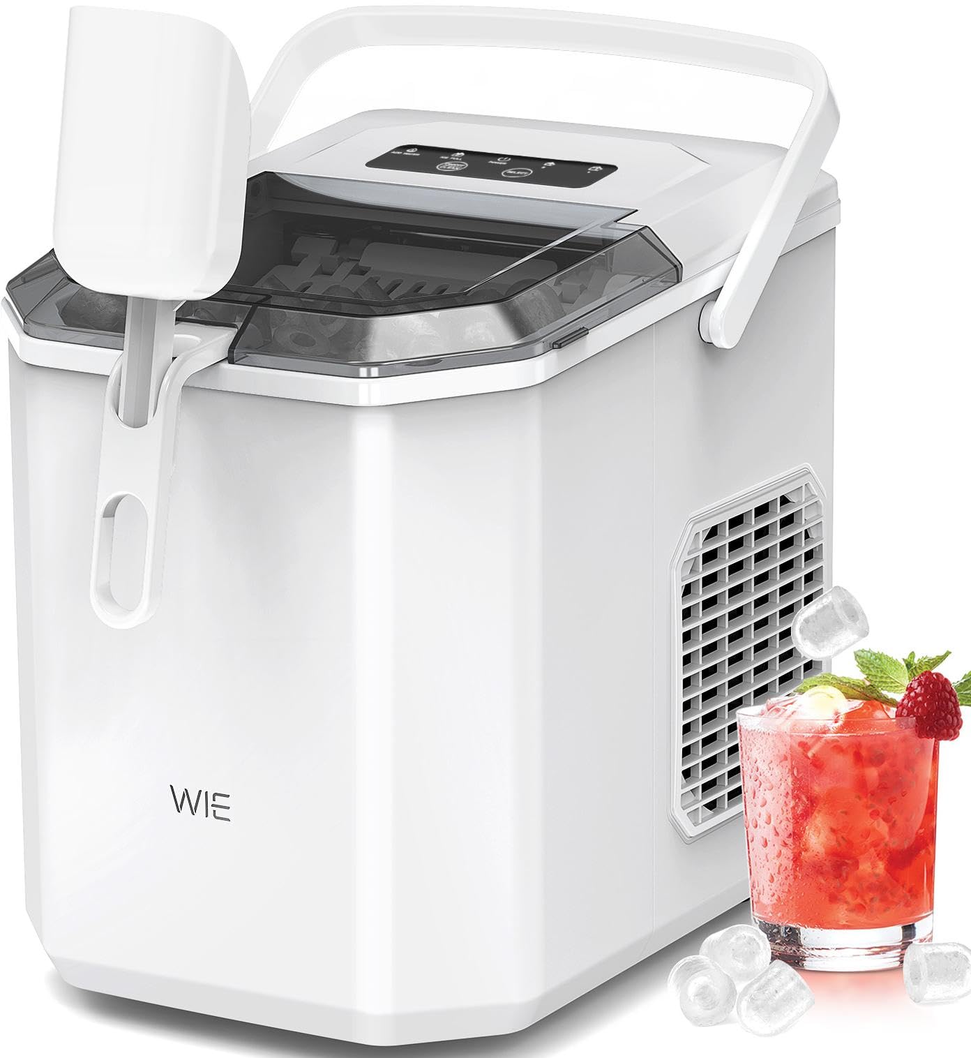 WIE Eiswürfelmaschine 12KG Eiswürfelbereiter Ice Maker, 9 Würfel in 6 Minuten fertig, Eiswürfelmaschine Klein mit Tragbarem Griff, Selbstreinigendes Eiswürfelmaschinen - 1