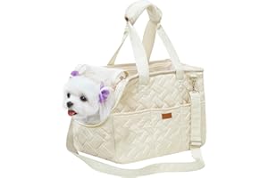 PORFOYO Sac de transport pour chien jusqu'à 5 kg - Sac de transport pour petit chien et chat - Pliable et respirant - Avec ceinture de sécurité, poches, sac de transport - Idéal pour l'extérieur, les voyages