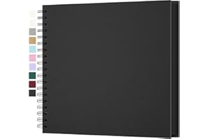 Yopih Álbum de Fotos Scrapbooking DIY 25,5x25,5 cm Papel Kraft Rígido con 50 Hojas, Libro de Recuerdos Fotográficos, Negro