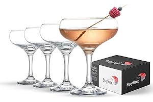 GOSOYO Juego de 4 copas de cóctel (9 oz/270 ml). Copas de Martini Espresso, Copas Margarita, Copas Cupé Elegantes y Copas de Champagne, Cristalería de Tallo Largo