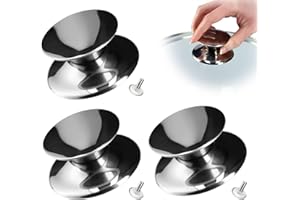 KADAX Lot de 3 poignées de couvercle ignifuge en plastique et acier inoxydable, poignées universelles pour couvercle de casserole, bouton de couvercle en verre (argent)