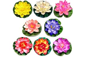 DEER PLATZ 8 Piezas Lirio Agua Artificial Flotante Estanque, a Prueba de Agua Flor Loto para Los Amantes y Los Niños, Se Aplica a San Valentín día de la Boda Acuarios Decoración(8 Color)