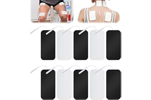 JCSJK Electrode Pads for TENS Unit, 2"X4" Self-Adhesive Replacement Patches Compatible with Neurotrac, Tenscare, Auvon Machines, Reusable Pads with 2mm Pin for Electrotherapy (10Pcs)