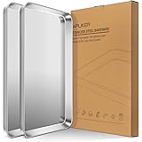 APLKER Teglie da Forno in Acciaio Inox, Antiaderente Teglia per Pizza, Teglia Forno Rettangolare per Pane, Biscotti, Pizza e 