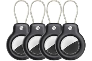 SPGUARD Compatible avec Apple AirTag Pendentif Support Sécurisé avec Câble, 4 Pack Air Tag Lock Cas Keychain Couverture Étiquette de Bagage pour clés, Bagages et Plus