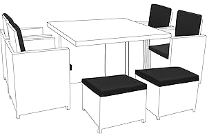 Gardenista Outdoor Seat Pads for Rattan Furniture | Water Resistant Garden Furniture Seating Cushions | Comfy Lightweight Seat and Back Chair Padding | Durable & Easy to Clean | 12 Piece (Black)