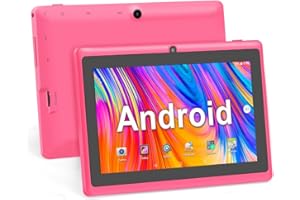 Haehne Tablette 7 Pouces Android, Tablette Tactile 5.0 Quad Core Tablet PC, 1Go RAM 8Go ROM, Double Caméras, WiFi, Bluetooth, Rose