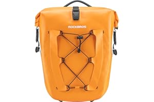 ROCKBROS Bike Pannier Bag 25L-32L 100% Waterproof Rear Rack Bicycle Bag for Rear Carrier Bike Handbag for Cycling Touring Travelling Orange