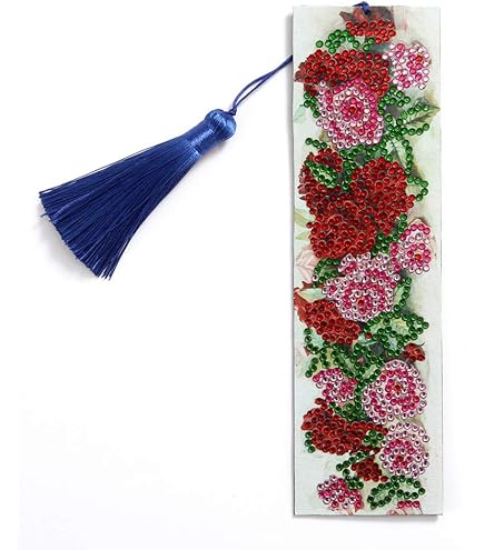 Dlsen 2 Pièces DIY Marque Page Diamond Painting Kit,5D Bricolage Signets De Peinture Diamant Mandala,Kit De Marque-Pages Broderie Diamant Avec Gland En Cuir Peinture Par Numéro Kit