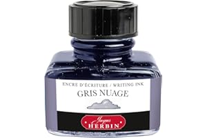 Jacques Herbin 13008T - One 30 ml Bottle of Ink for Fountain pens and Rollerball pens, Gris Nuage/Cloud Grey Colour - Made in France - Calligraphy, Writing